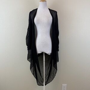 Louiza Babouryan Elegant Black Sheer Silk Drape Size Small